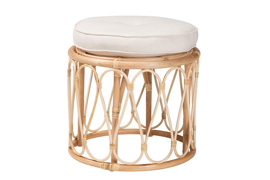 bali & pari Hachiro Bohemian Natural Rattan Ottoman Footstool FredCo
