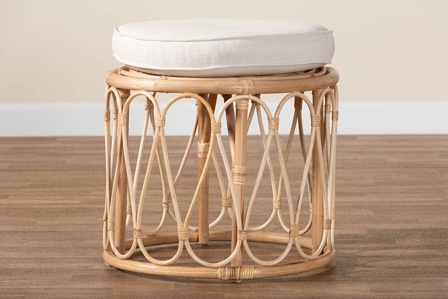 bali & pari Hachiro Bohemian Natural Rattan Ottoman Footstool FredCo