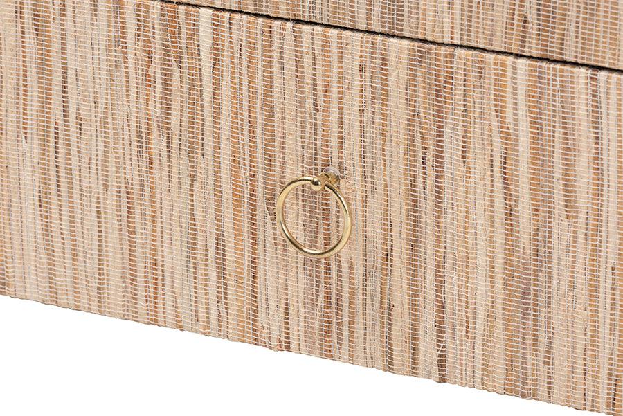 bali & pari Hannah Bohemian Woven Grasscloth 1-Drawer Nightstand FredCo