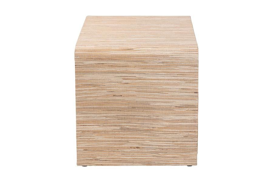 bali & pari Hannah Bohemian Woven Grasscloth 1-Drawer Nightstand FredCo