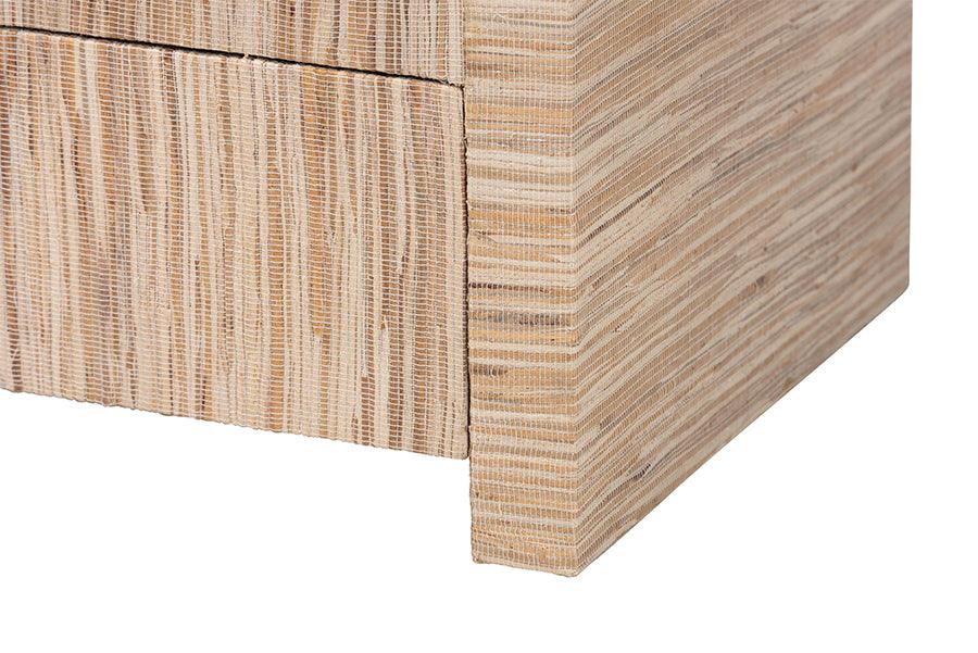 bali & pari Hannah Bohemian Woven Grasscloth 1-Drawer Nightstand FredCo