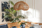 bali & pari Hansa Natural Rattan Pendant Lampshade - Handcrafted Dome-Shape Ceiling Light Cover, Coastal Boho Décor FredCo