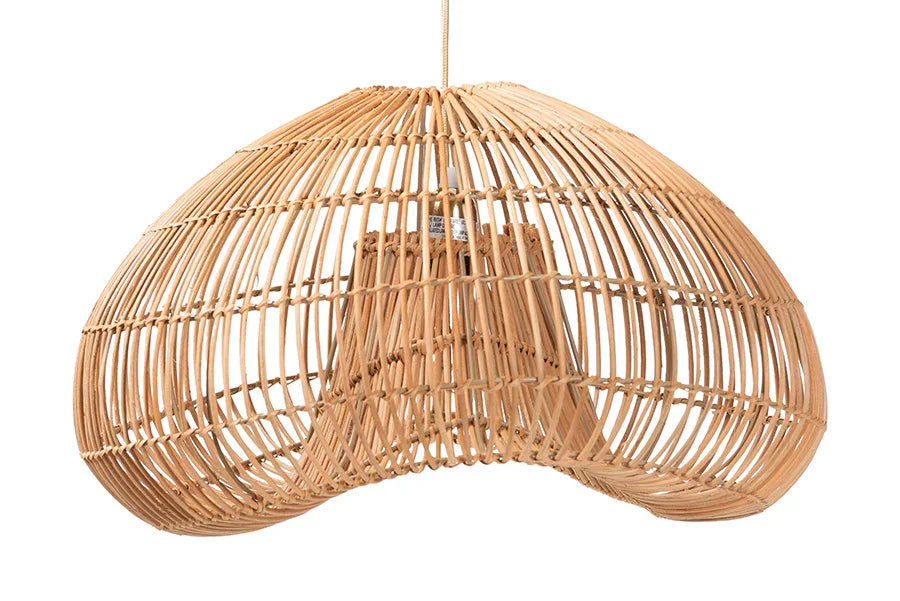 bali & pari Hansa Natural Rattan Pendant Lampshade - Handcrafted Dome-Shape Ceiling Light Cover, Coastal Boho Décor FredCo