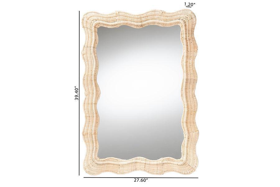 bali & pari Hasana Bohemian Natural Scallop Rattan Accent Wall Mirror FredCo