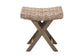 bali & pari Hayate Bohemian Grey Kubu Rattan and Mahogany Wood Ottoman Footstool FredCo