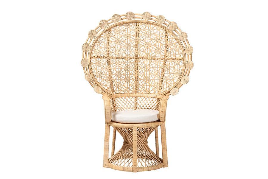 bali & pari Hecate Modern Bohemian Natural Brown Rattan Peacock Chair FredCo