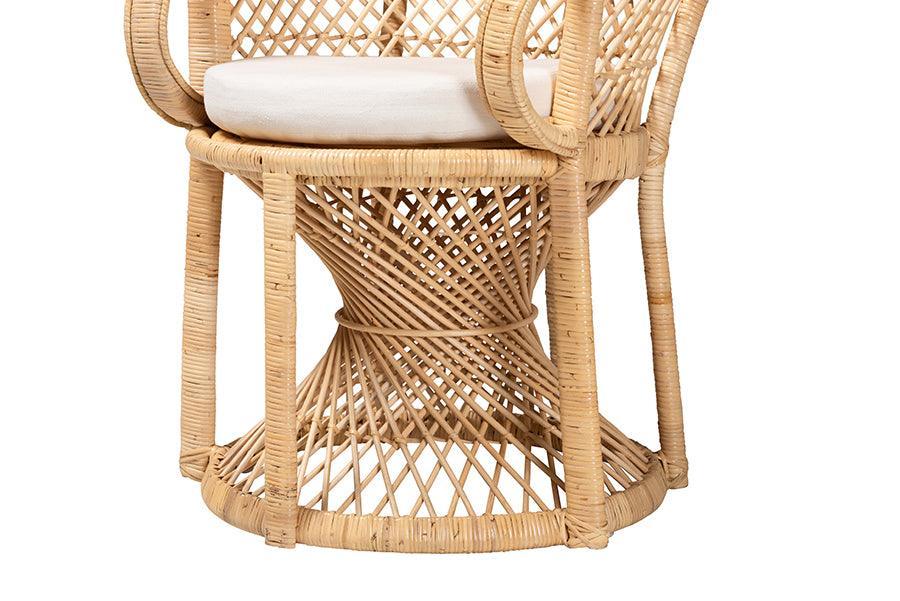 bali & pari Hecate Modern Bohemian Natural Brown Rattan Peacock Chair FredCo