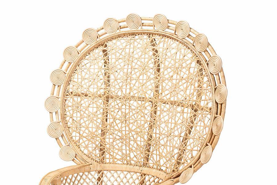 bali & pari Hecate Modern Bohemian Natural Brown Rattan Peacock Chair FredCo