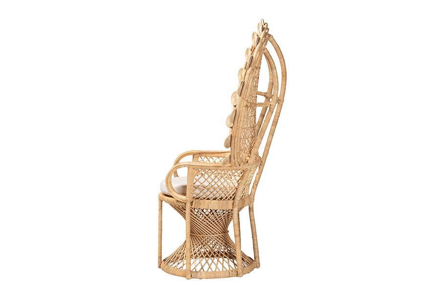 bali & pari Hecate Modern Bohemian Natural Brown Rattan Peacock Chair FredCo