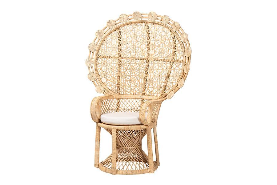 bali & pari Hecate Modern Bohemian Natural Brown Rattan Peacock Chair FredCo