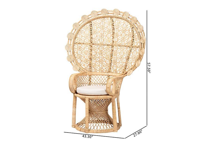 bali & pari Hecate Modern Bohemian Natural Brown Rattan Peacock Chair FredCo
