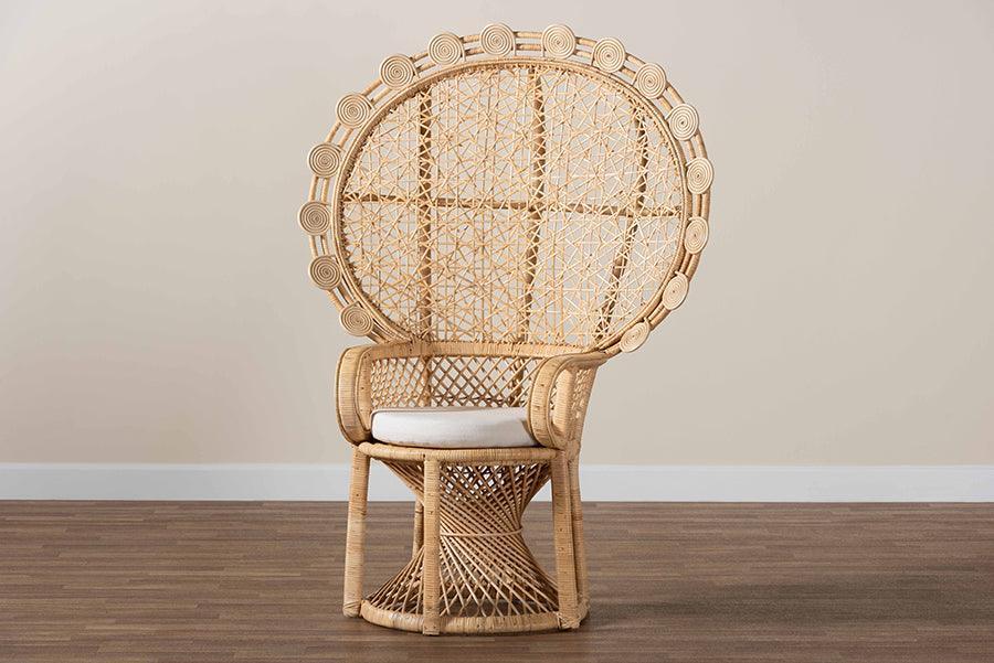 bali & pari Hecate Modern Bohemian Natural Brown Rattan Peacock Chair FredCo