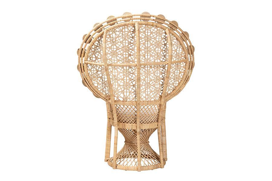 bali & pari Hecate Modern Bohemian Natural Brown Rattan Peacock Chair FredCo
