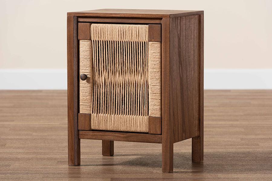 bali & pari Holitz Modern Bohemian Walnut Brown Finished Bayur Wood Nightstand FredCo