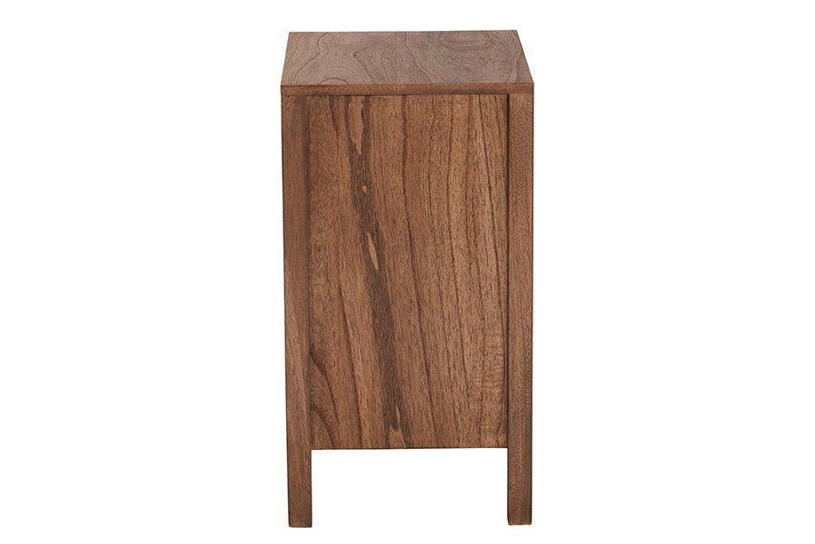 bali & pari Holitz Modern Bohemian Walnut Brown Finished Bayur Wood Nightstand FredCo
