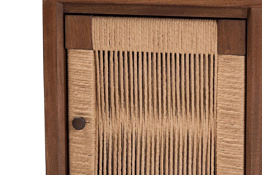 bali & pari Holitz Modern Bohemian Walnut Brown Finished Bayur Wood Nightstand FredCo