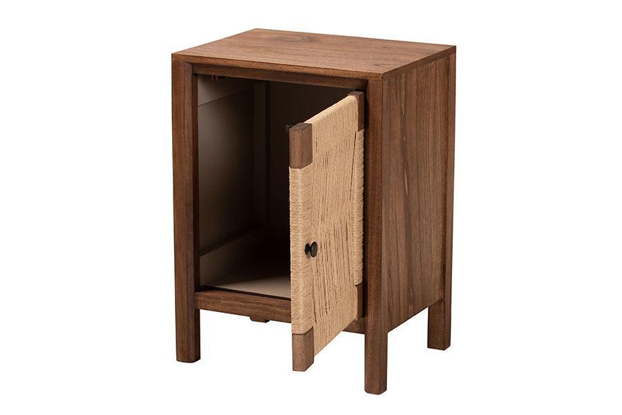 bali & pari Holitz Modern Bohemian Walnut Brown Finished Bayur Wood Nightstand FredCo