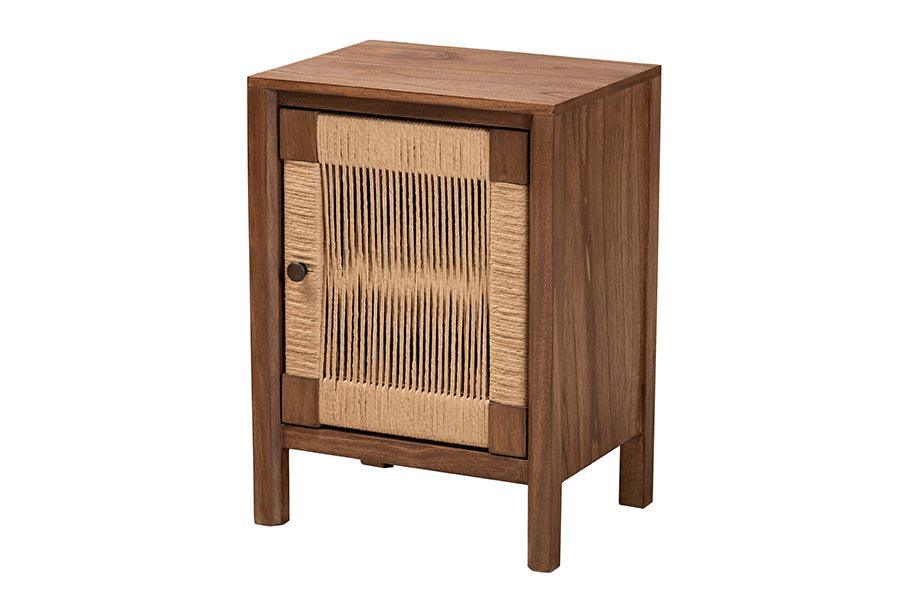 bali & pari Holitz Modern Bohemian Walnut Brown Finished Bayur Wood Nightstand FredCo