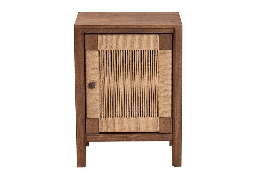bali & pari Holitz Modern Bohemian Walnut Brown Finished Bayur Wood Nightstand FredCo