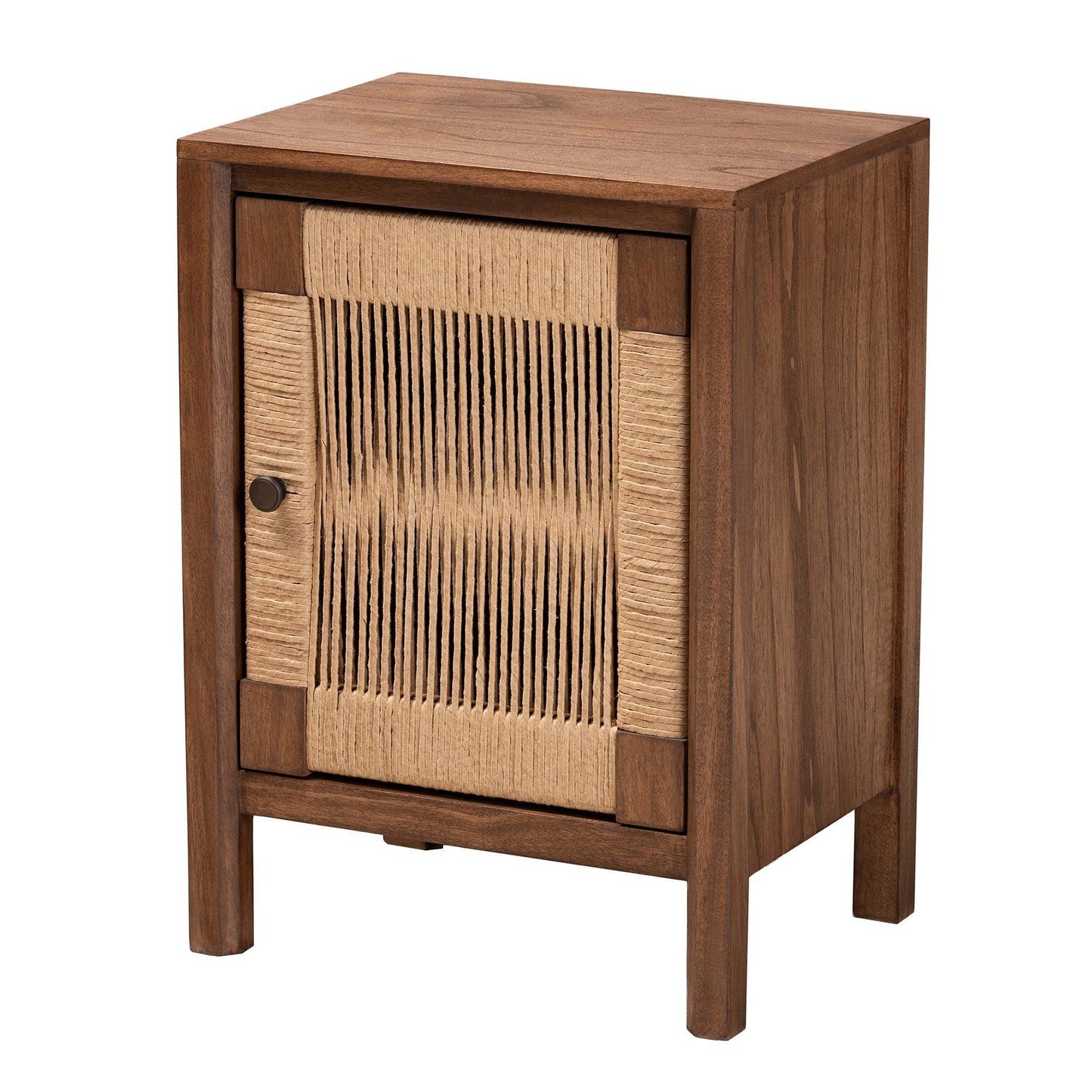 bali & pari Holitz Modern Bohemian Walnut Brown Finished Bayur Wood Nightstand FredCo