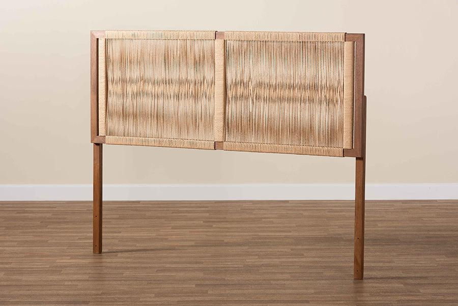 bali & pari Holitz Modern Bohemian Walnut Brown Finished Bayur Wood Queen Size Headboard FredCo