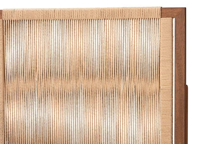 bali & pari Holitz Modern Bohemian Walnut Brown Finished Bayur Wood Queen Size Headboard FredCo