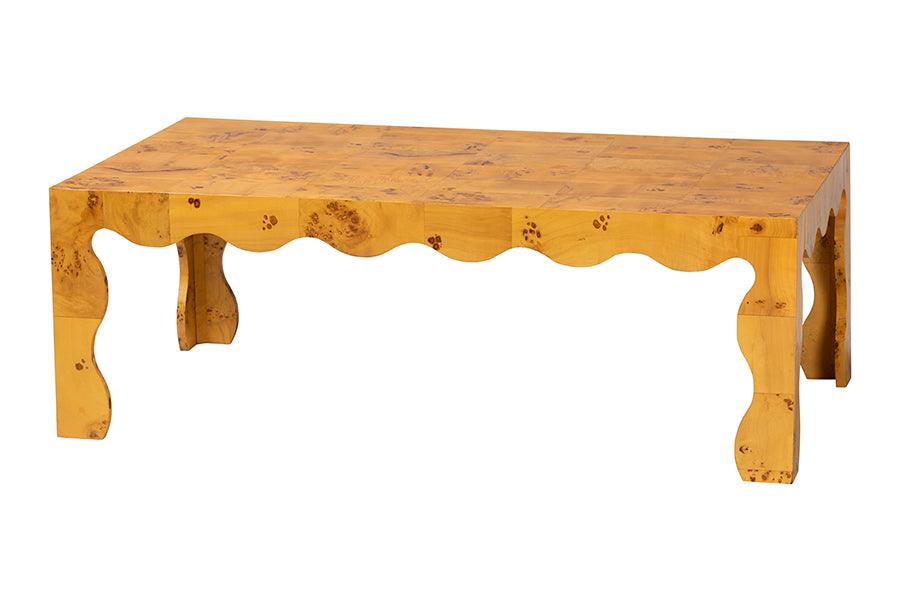 bali & pari Huxley Modern and Contemporary Natural Real Burl Wood Coffee Table FredCo