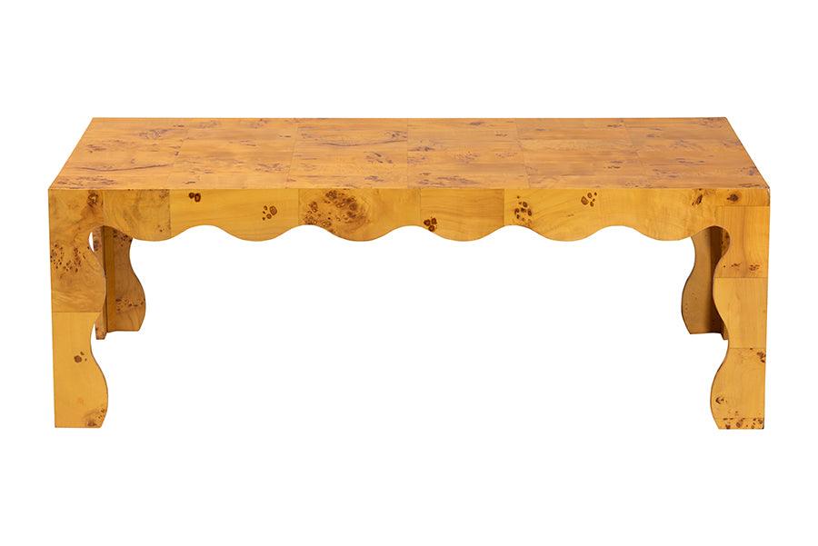 bali & pari Huxley Modern and Contemporary Natural Real Burl Wood Coffee Table FredCo