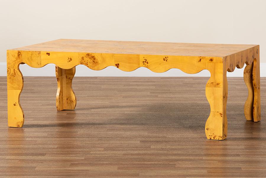 bali & pari Huxley Modern and Contemporary Natural Real Burl Wood Coffee Table FredCo