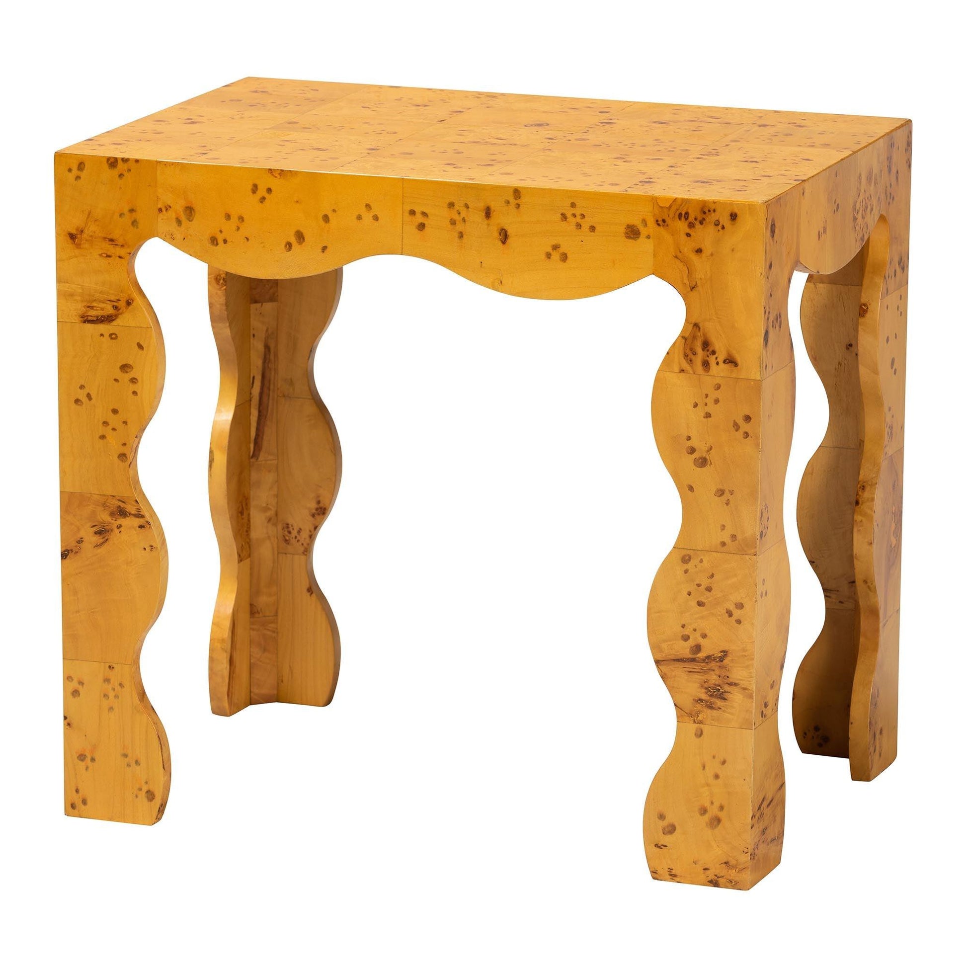 bali & pari Huxley Modern and Contemporary Natural Real Burl Wood End Table FredCo
