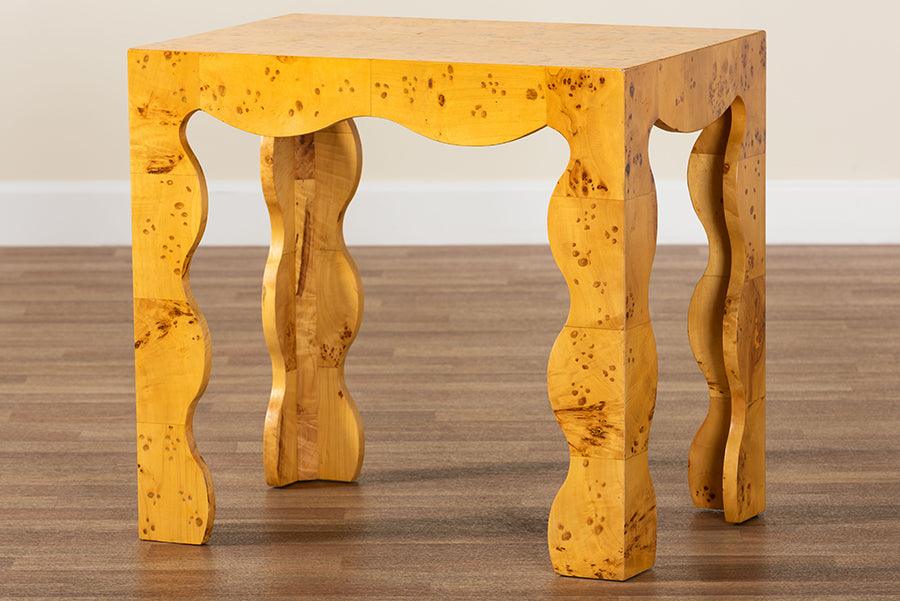 bali & pari Huxley Modern and Contemporary Natural Real Burl Wood End Table FredCo