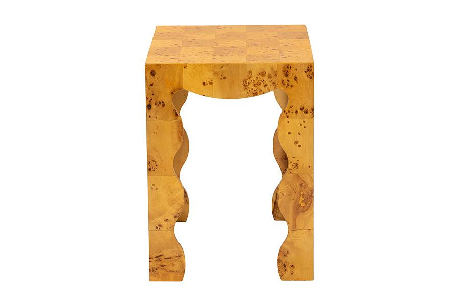 bali & pari Huxley Modern and Contemporary Natural Real Burl Wood End Table FredCo