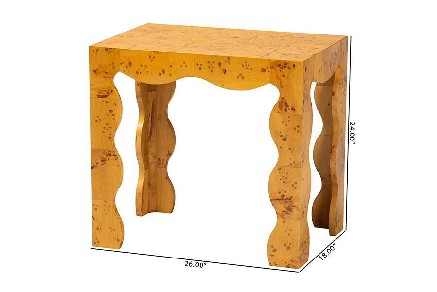 bali & pari Huxley Modern and Contemporary Natural Real Burl Wood End Table FredCo