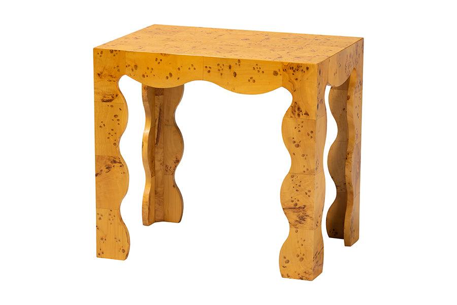 bali & pari Huxley Modern and Contemporary Natural Real Burl Wood End Table FredCo