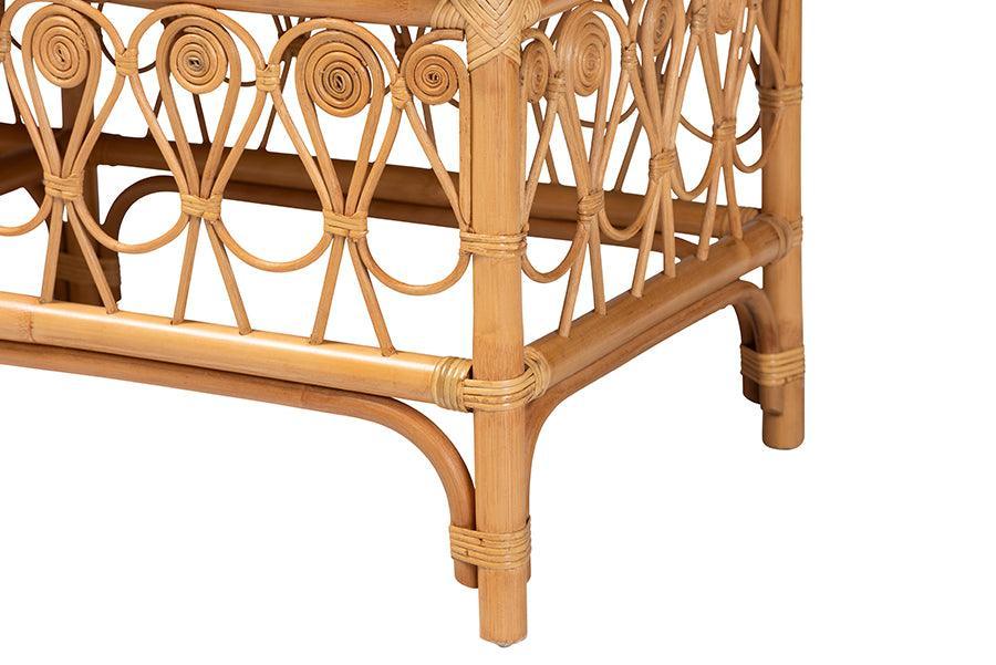 bali & pari Ibiza Modern bohemian Natural Brown Rattan Bench FredCo