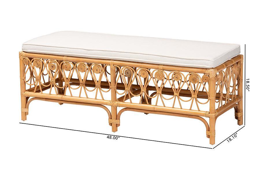 bali & pari Ibiza Modern bohemian Natural Brown Rattan Bench FredCo