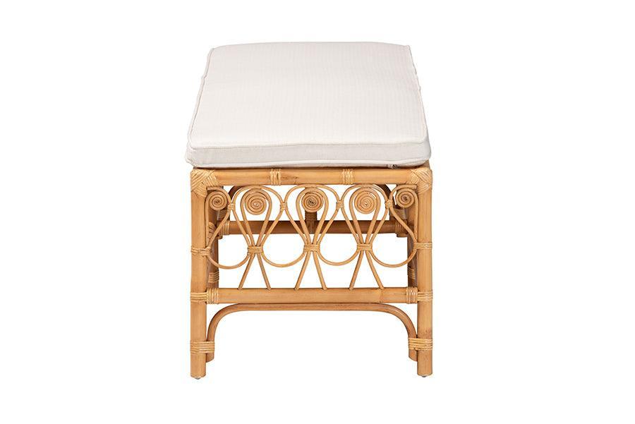 bali & pari Ibiza Modern bohemian Natural Brown Rattan Bench FredCo