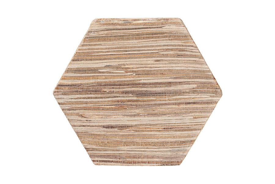 bali & pari Idana Bohemian Woven Grasscloth Hourglass End Table FredCo