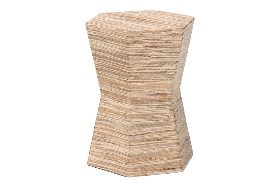 bali & pari Idana Bohemian Woven Grasscloth Hourglass End Table FredCo