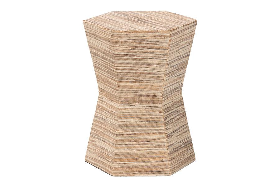 bali & pari Idana Bohemian Woven Grasscloth Hourglass End Table FredCo