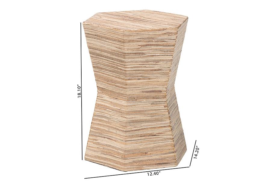 bali & pari Idana Bohemian Woven Grasscloth Hourglass End Table FredCo