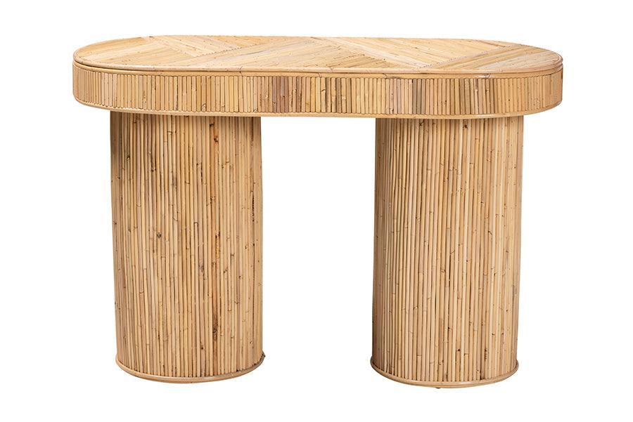 bali & pari Iryna Modern Bohemian Natural Rattan Console Table FredCo