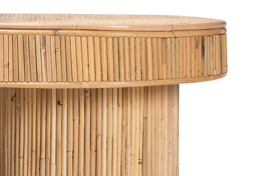 bali & pari Iryna Modern Bohemian Natural Rattan Console Table FredCo
