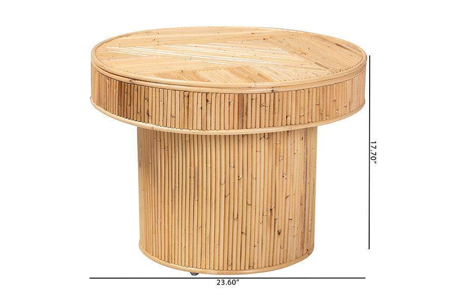 bali & pari Iryna Modern Bohemian Natural Rattan End Table FredCo