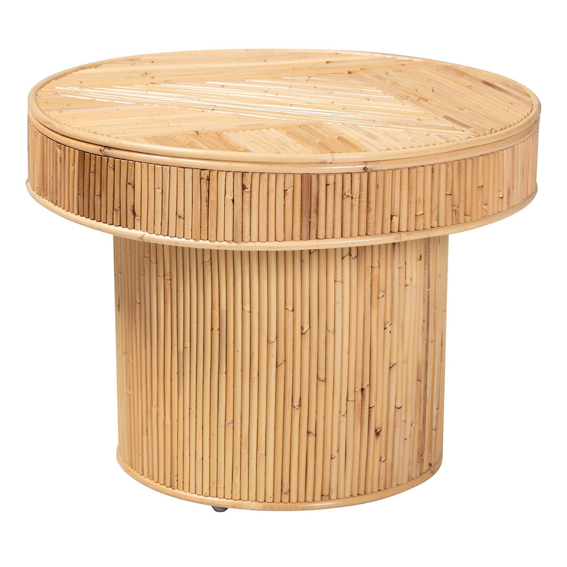 bali & pari Iryna Modern Bohemian Natural Rattan End Table FredCo