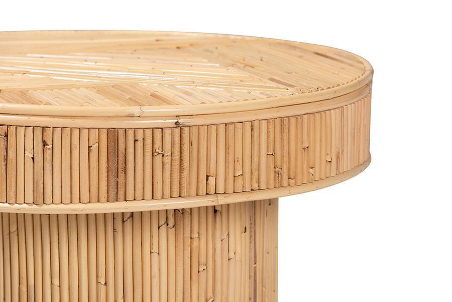 bali & pari Iryna Modern Bohemian Natural Rattan End Table FredCo