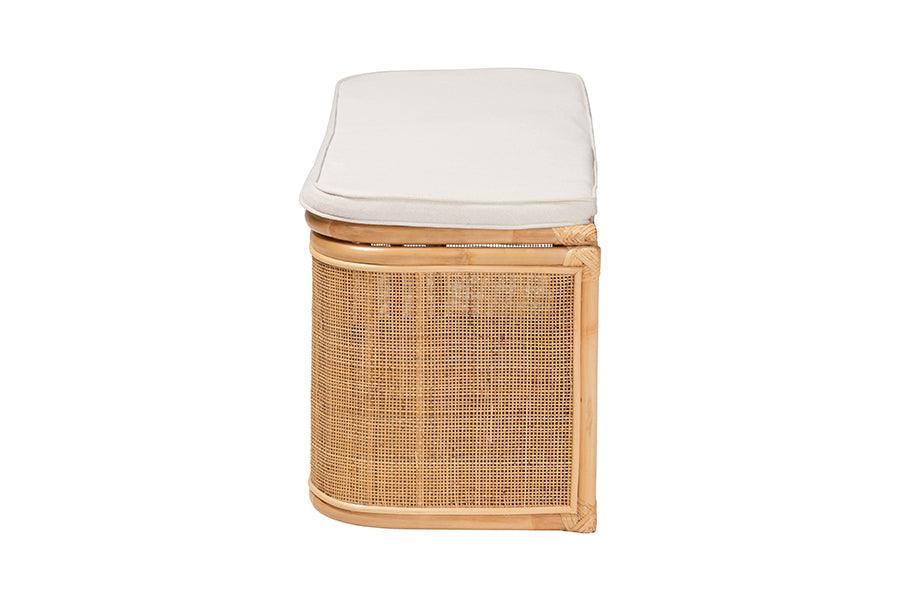 bali & pari Ishana Bohemian Natural Rattan Storage Bench FredCo