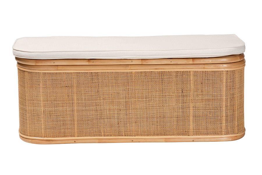 bali & pari Ishana Bohemian Natural Rattan Storage Bench FredCo