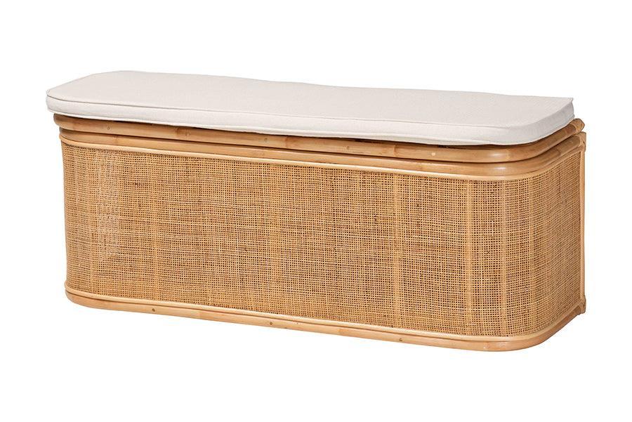 bali & pari Ishana Bohemian Natural Rattan Storage Bench FredCo