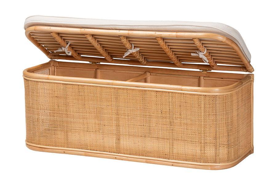 bali & pari Ishana Bohemian Natural Rattan Storage Bench FredCo